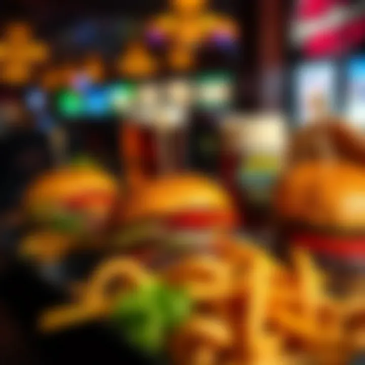 Delicious spread of gourmet burgers and craft beers