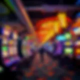 Vibrant gaming floor showcasing various slot machines and table games