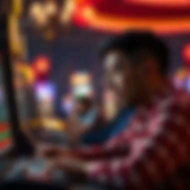 Engaged Player in Online Bingo Player engaged in an online bingo game showcasing concentration