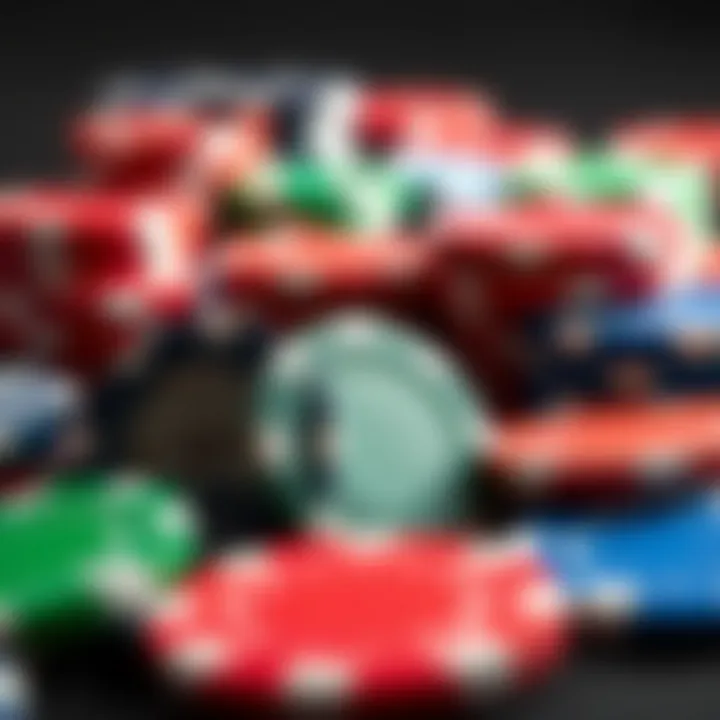 Variety of poker chips in different colors and designs