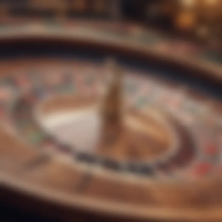 A roulette wheel showcasing various bet placements