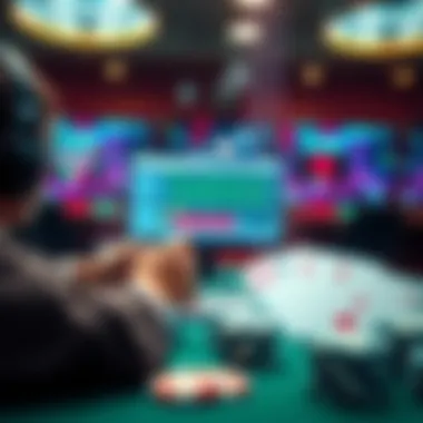 A futuristic depiction of technology impacting online gaming, with graphics and data streams.