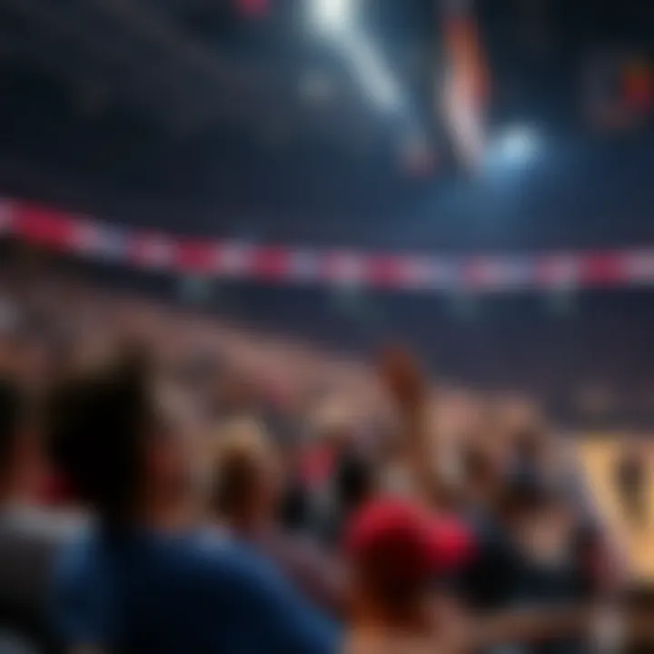 Fans cheering in a packed arena