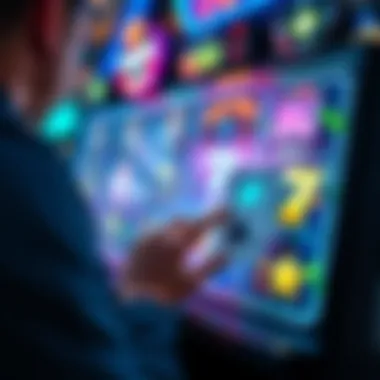 Close-up of a player interacting with a cutting-edge digital slot interface