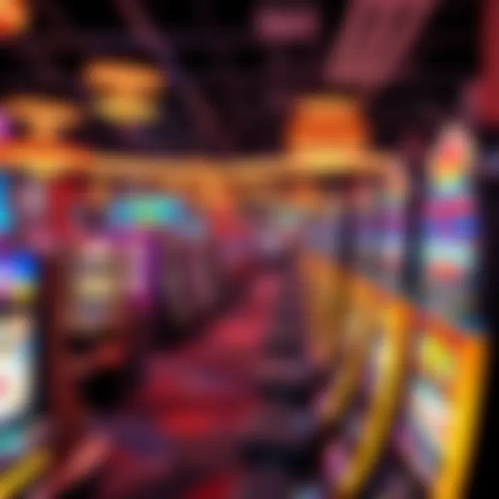 Overview of a casino featuring various slot machines