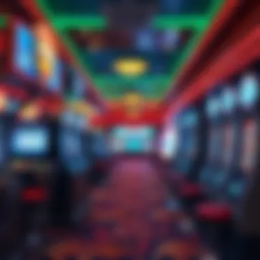 A serene casino environment with slot machines in focus