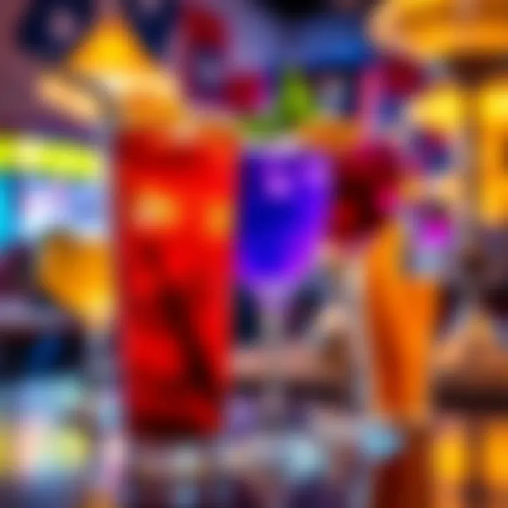 Colorful cocktails served during happy hour