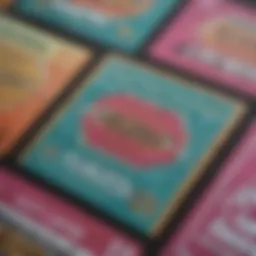 A close-up view of vibrant scratch-off tickets showcasing various designs and colors.