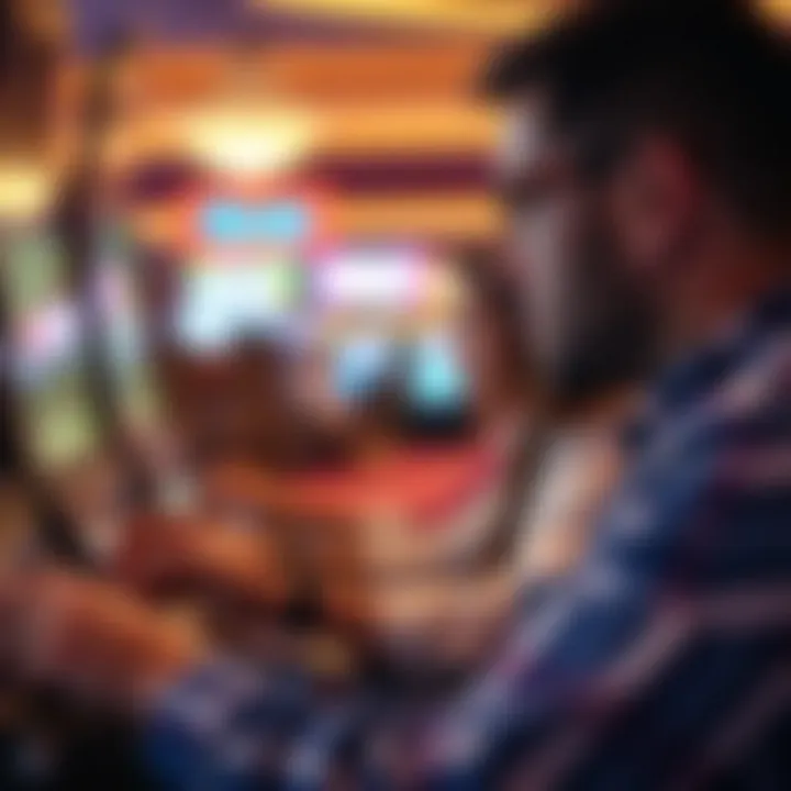 Close-up of a player engaging in gaming with rewards in focus