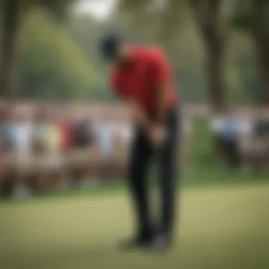 Tiger Woods swinging his golf club at the Masters