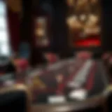 A sophisticated poker table set up for a ten-play draw poker game, showcasing the intricacies of the gameplay environment.