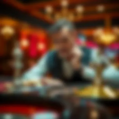 A thoughtful person analyzing a roulette table with chips in front