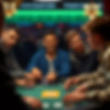 Diverse Players in Competitive Play A diverse group of players engaged in a high-stakes poker game