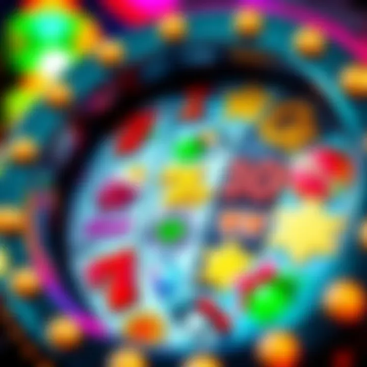 A close-up of a spinning slot reel filled with unique icons