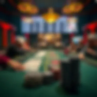 A gambling table displaying various gaming options from a live dealer