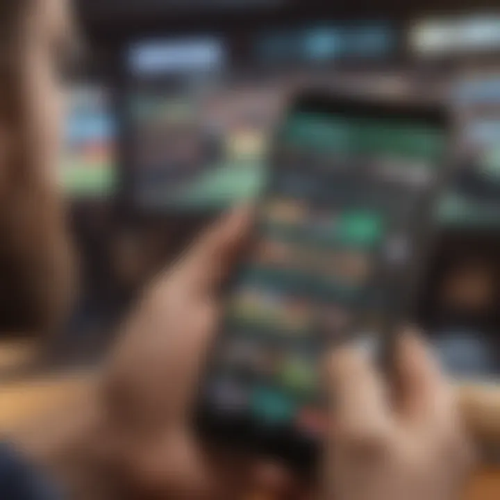 A sports betting app displayed on a smartphone with live betting options