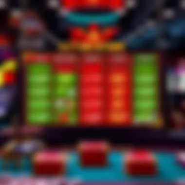 A digital display representing various betting options available on the app