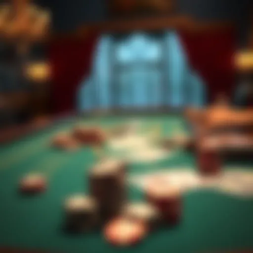 Illustration of a blackjack table with cards and chips