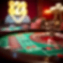 Detailed layout of a roulette table showcasing various betting options.