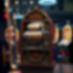 An intricate diagram showing the internal components of a classic slot machine