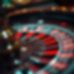 Close-up of a roulette wheel showcasing different betting areas